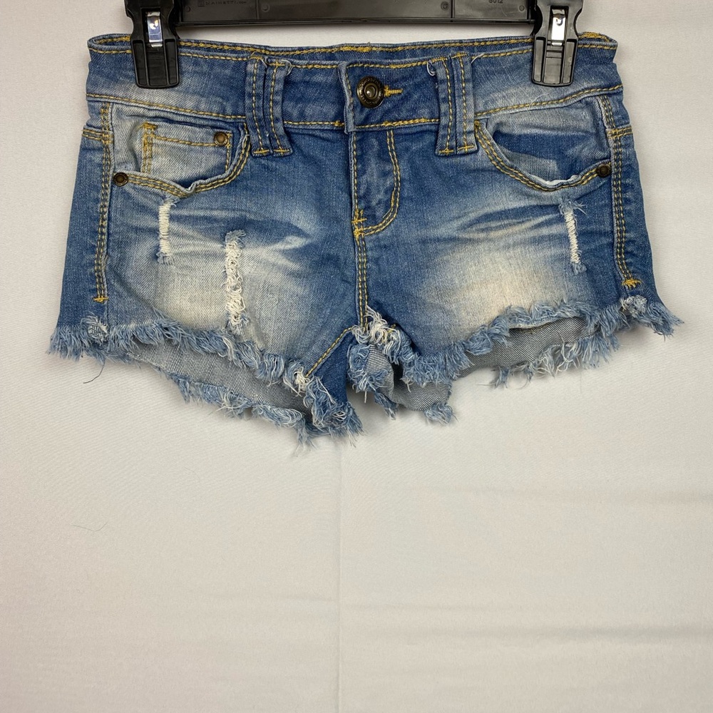 Low Rise Blue Denim Booty Shorts